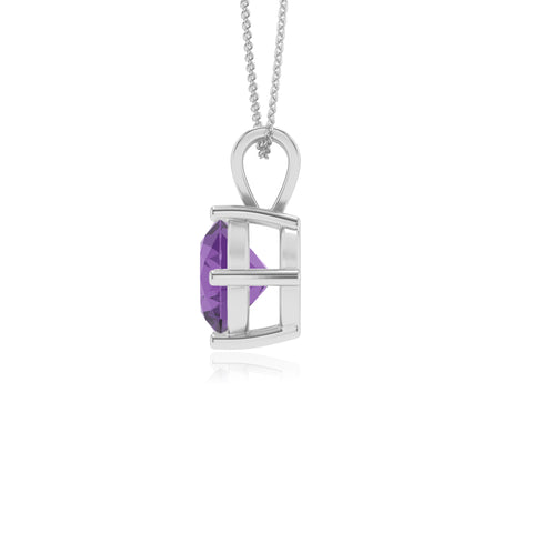 lab grown amethyst round shape solitaire v-bale pendant necklace