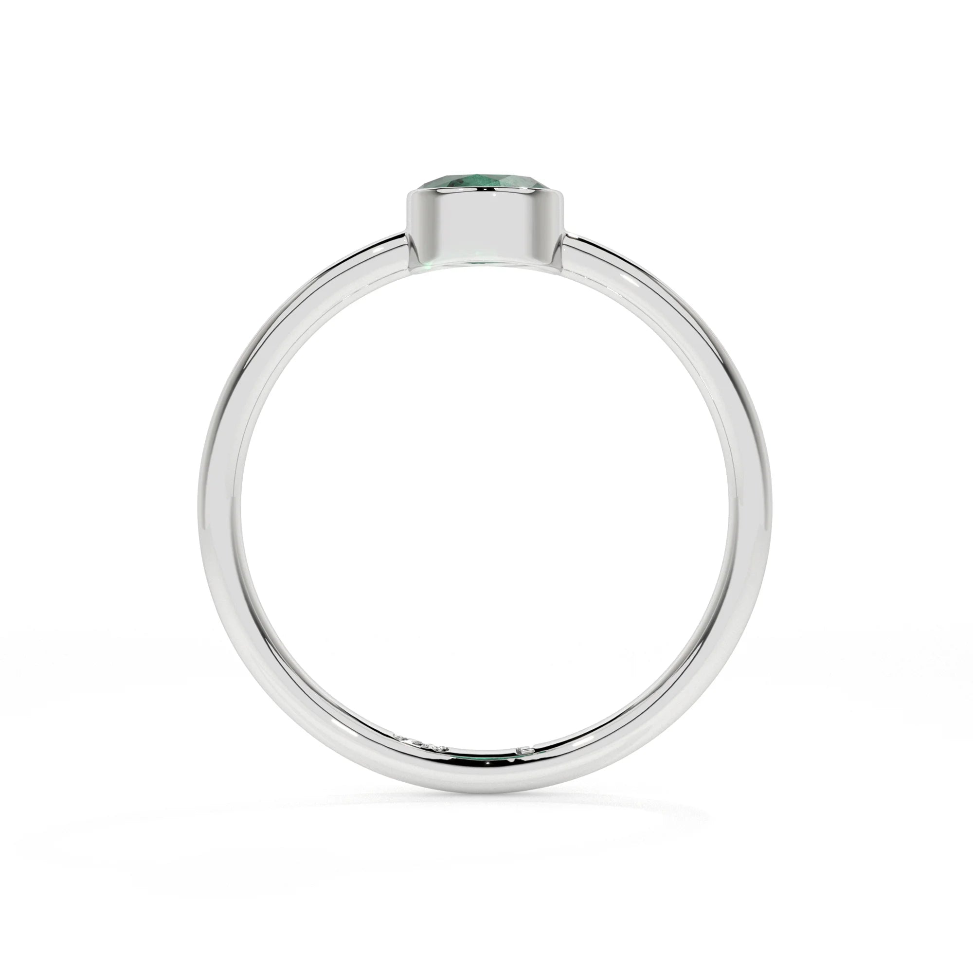 emerald round cut stackable bezel-set ring