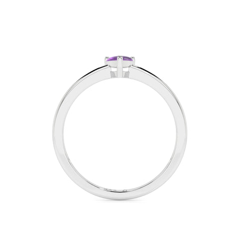 amethyst pear cab stackable prong-set ring