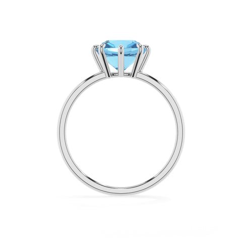 natural swiss blue topaz cushion solitaire engagement ring