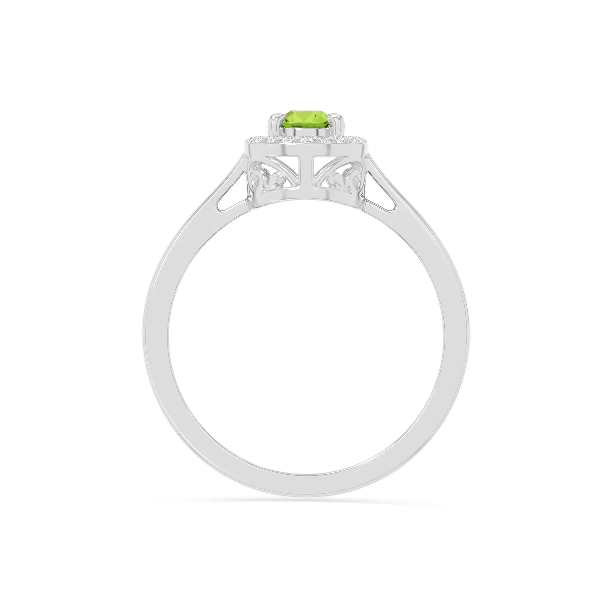 natural peridot solitaire halo engagement rings in sterling silver 