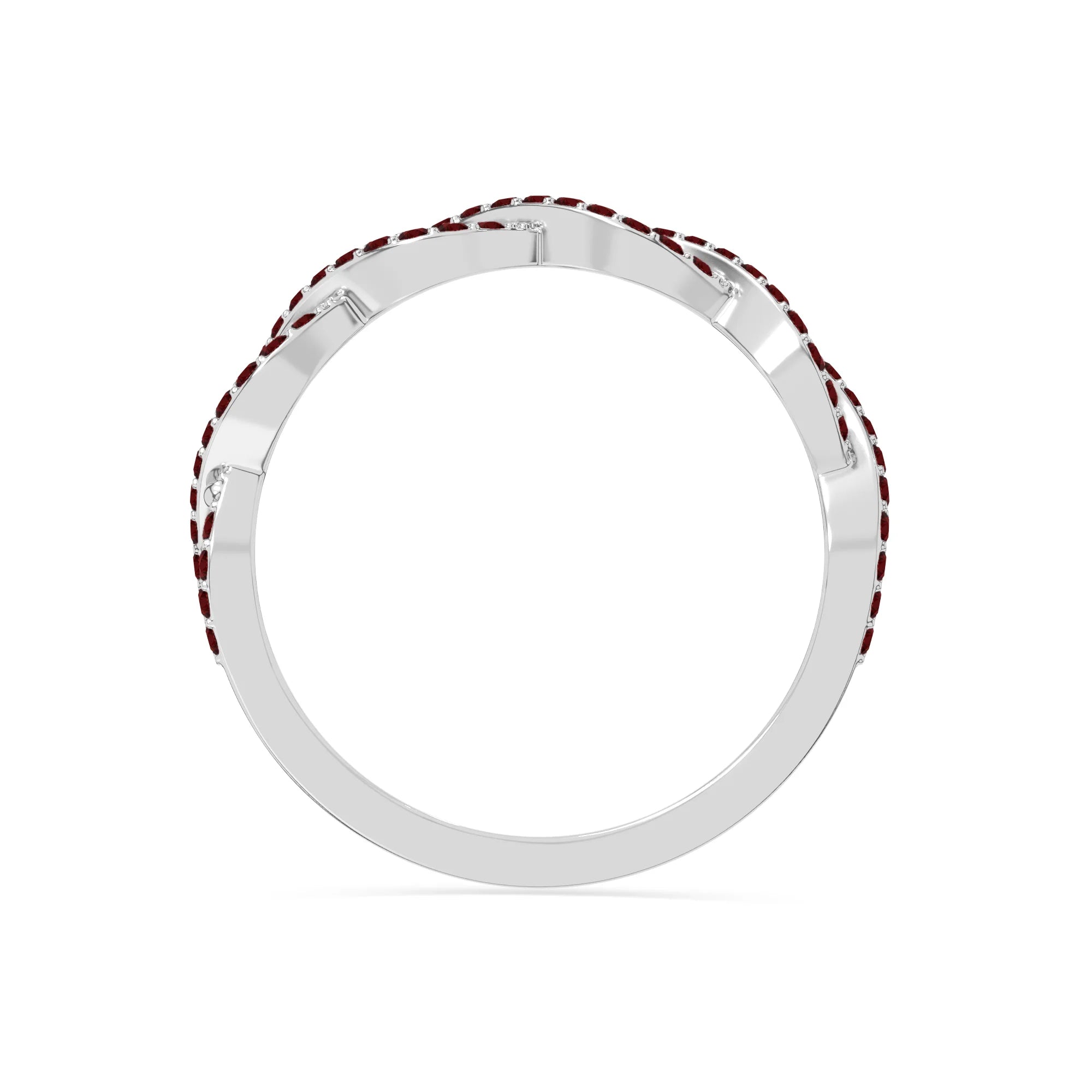 natural garnet twisted wedding band rings in sterling silver 