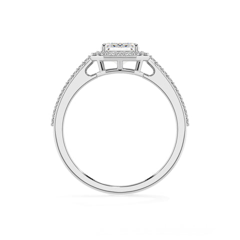 lab-grown moissanite asscher half eterity halo solitaire engagement ring