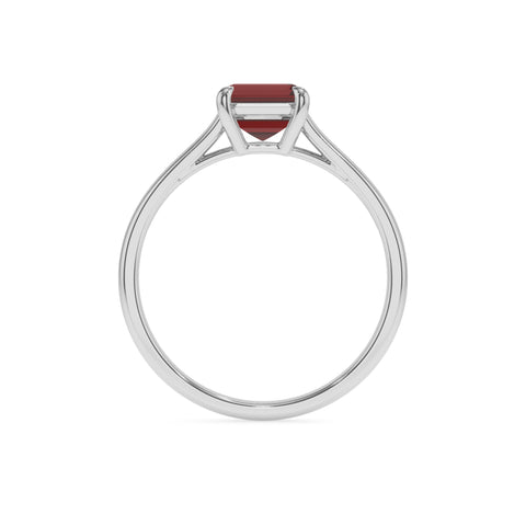 natural garnet emerald cut solitaire engagement ring