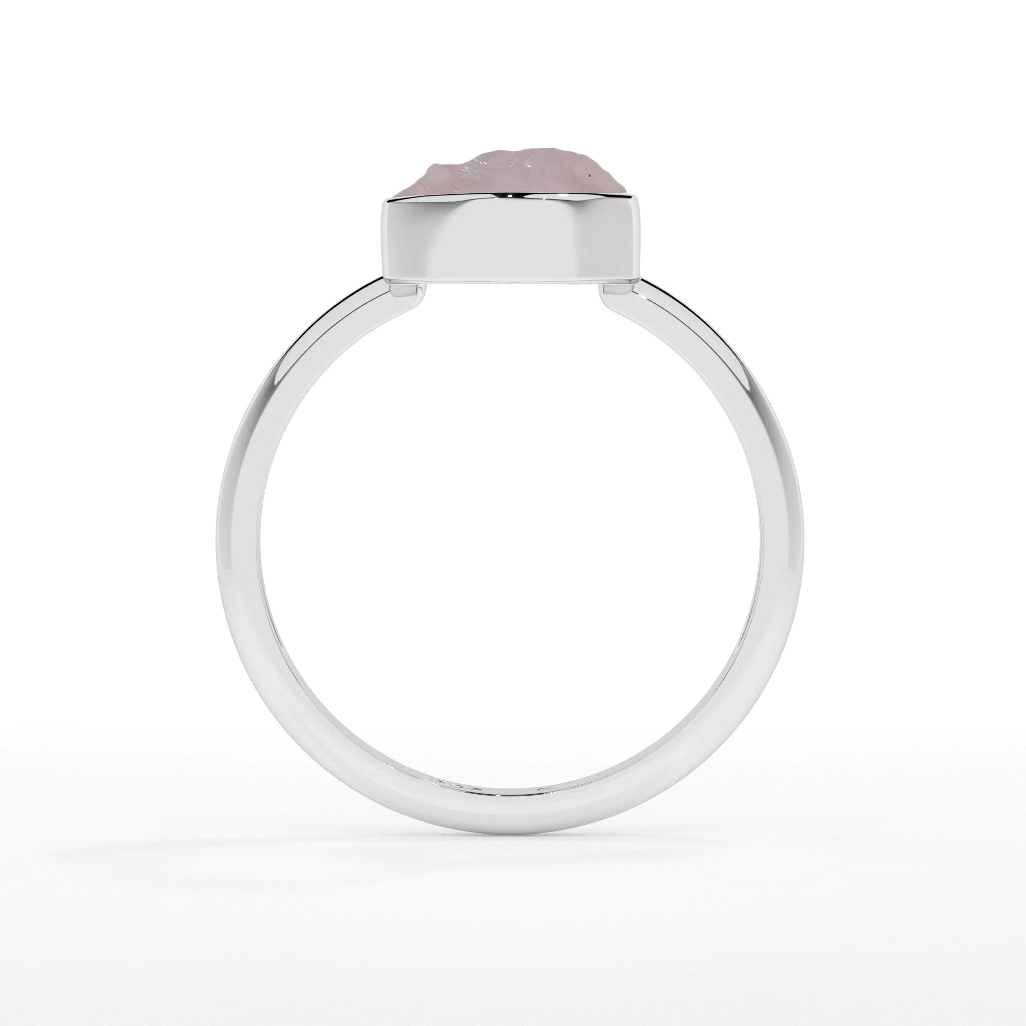 morganite rough shape stackable bezel-set ring