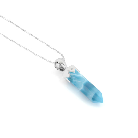 natural larimar hexagon shape pendant necklace