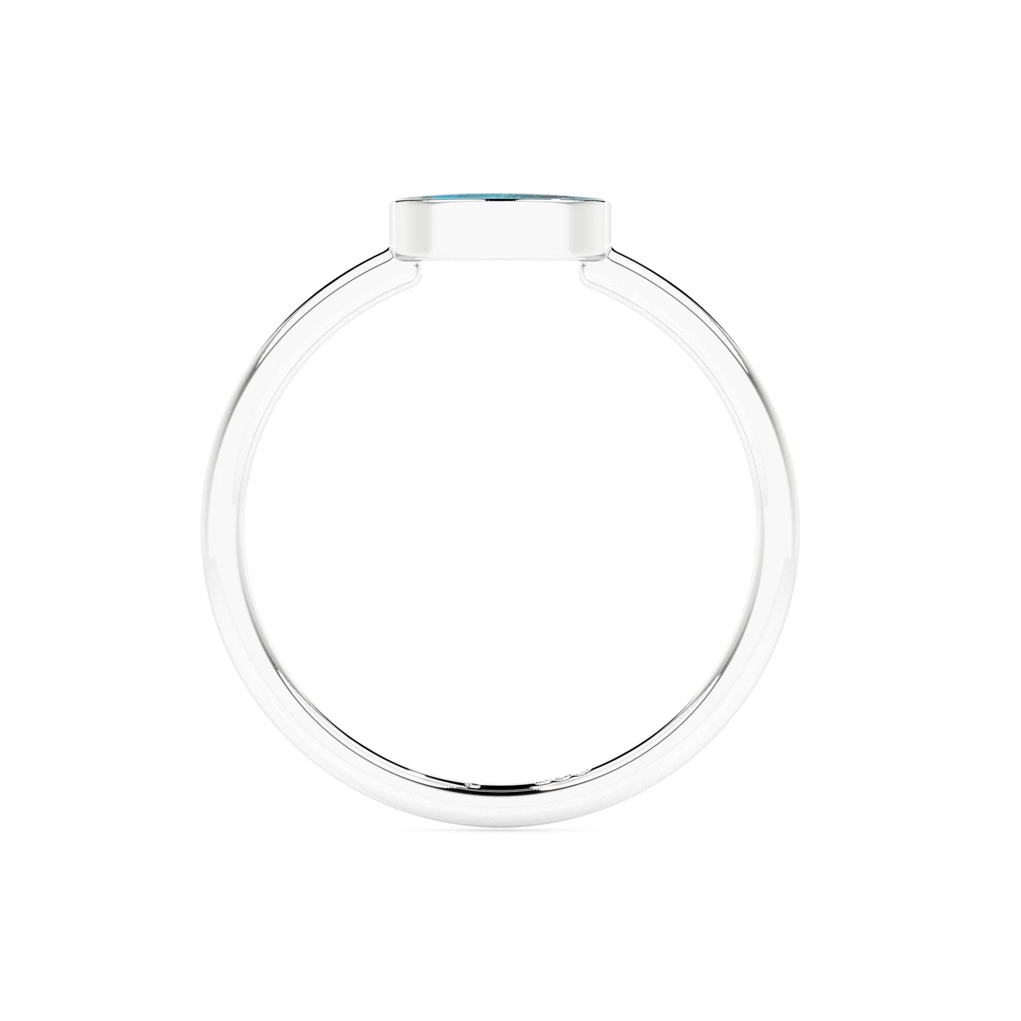 compressed turquoise moon shape stackable bezel-set ring