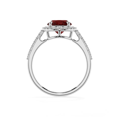 natural garnet round half eterity halo solitaire engagement ring