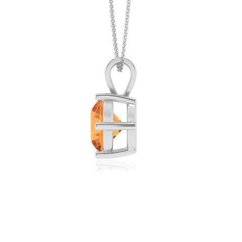 lab grown citrine round shape solitaire v-bale pendant necklace