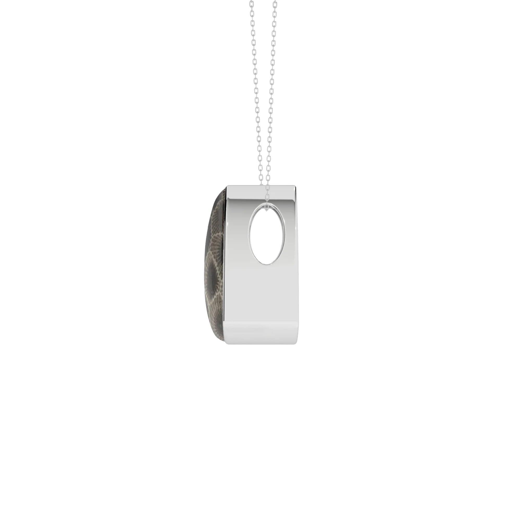 natural petoskey trillion shape pendant necklace