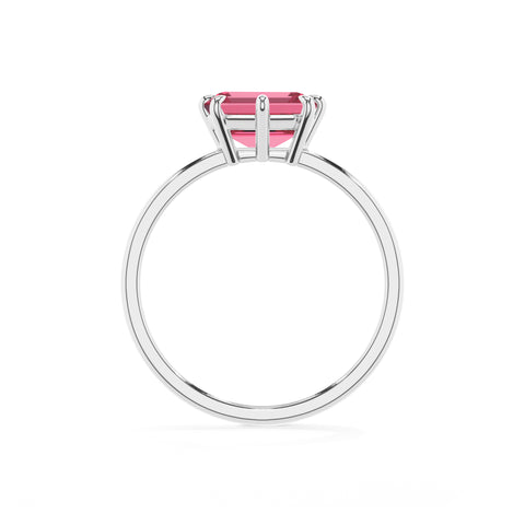 lab-grown pink-tourmaline emerald solitaire engagement ring