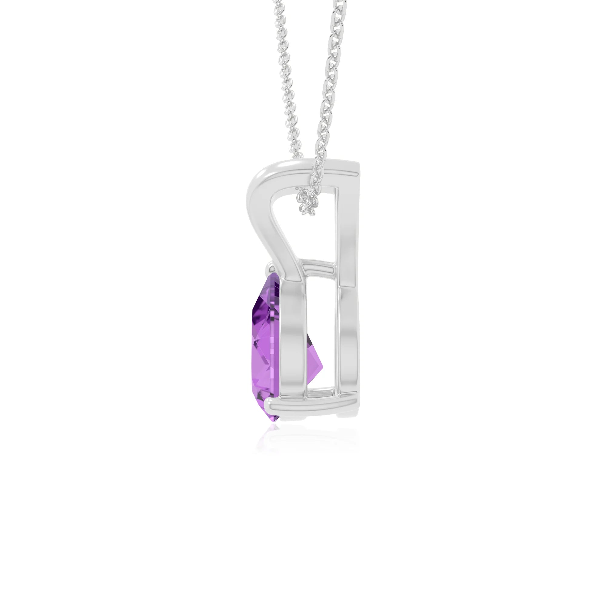 natural amethyst v-bale solitaire necklaces in sterling silver 