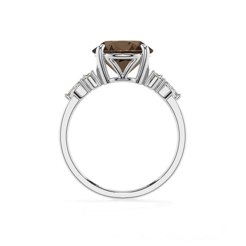 natural smoky-quartz round solitaire engagement ring