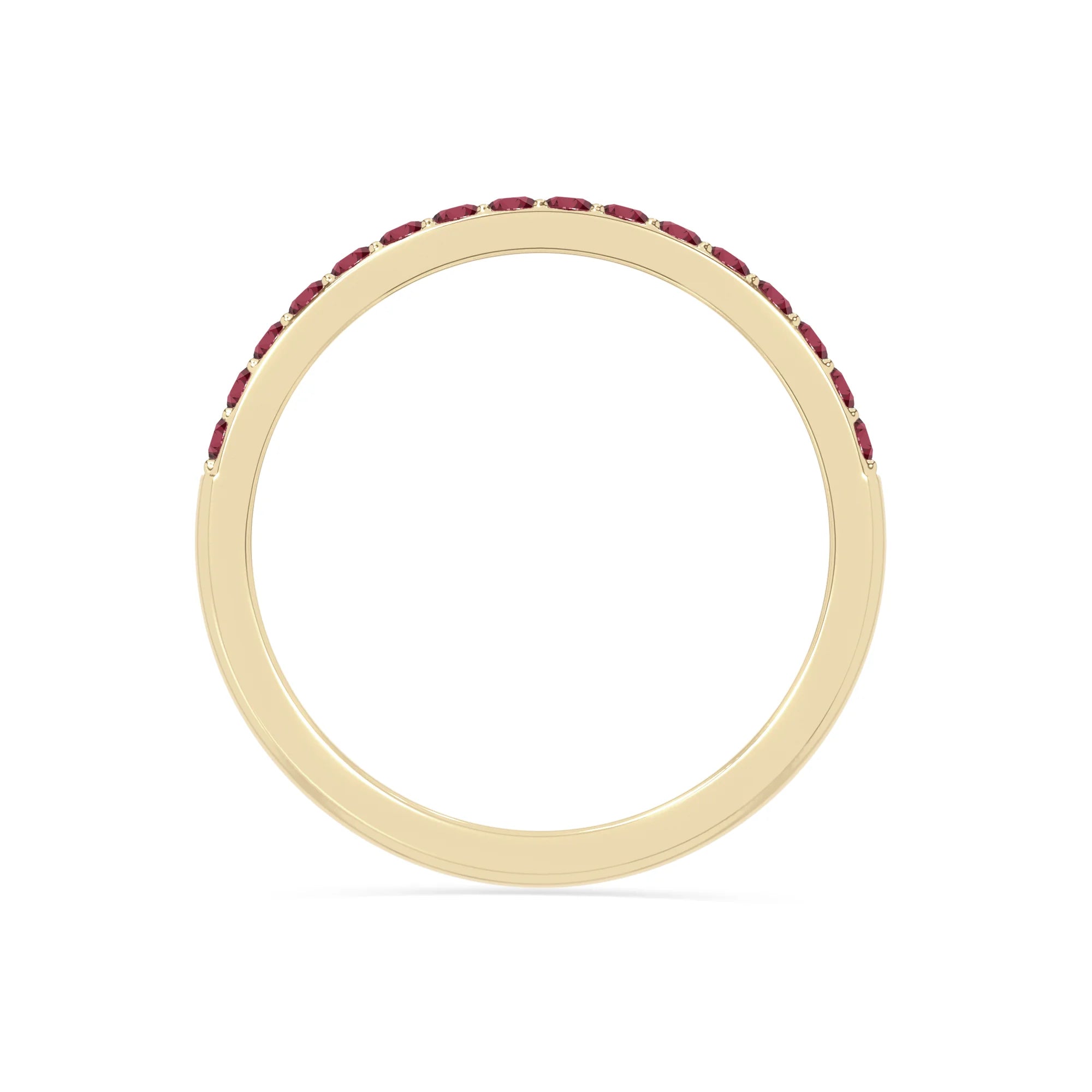 natural ruby half eternity band rings in yellow gold vermeil