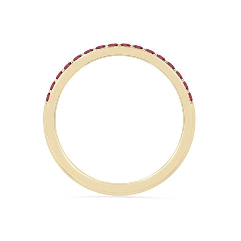 natural ruby half eternity band rings in yellow gold vermeil