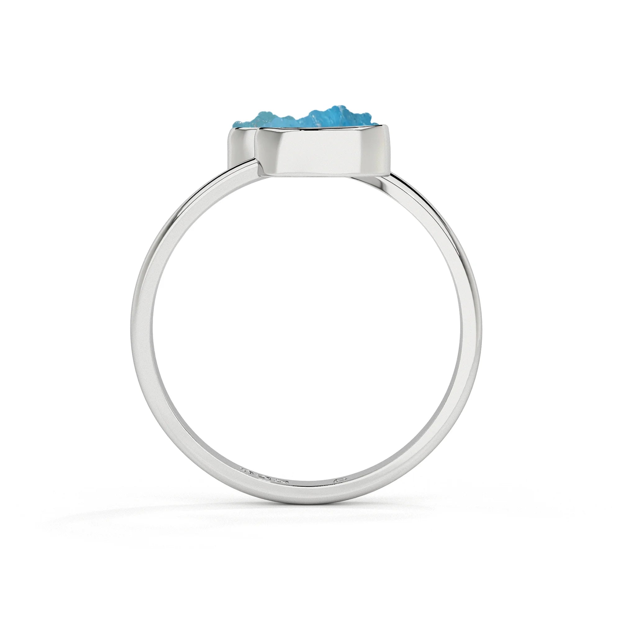 neon-apatite-paraiba-apatite rough shape stackable bezel-set ring