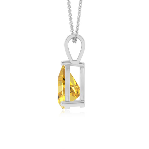 lab grown yellow sapphire trillion shape solitaire v-bale pendant necklace