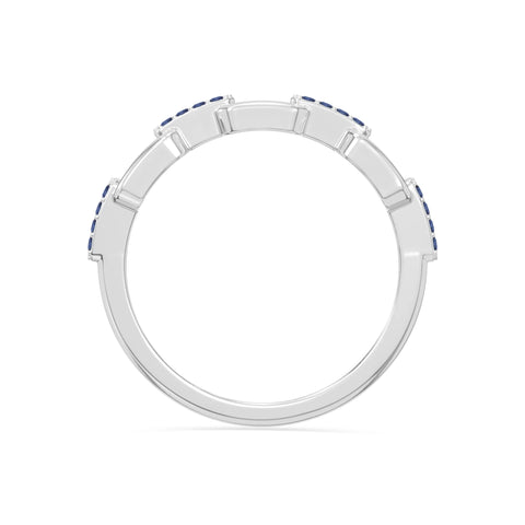 natural blue sapphire interlocking wedding band rings in sterling silver 
