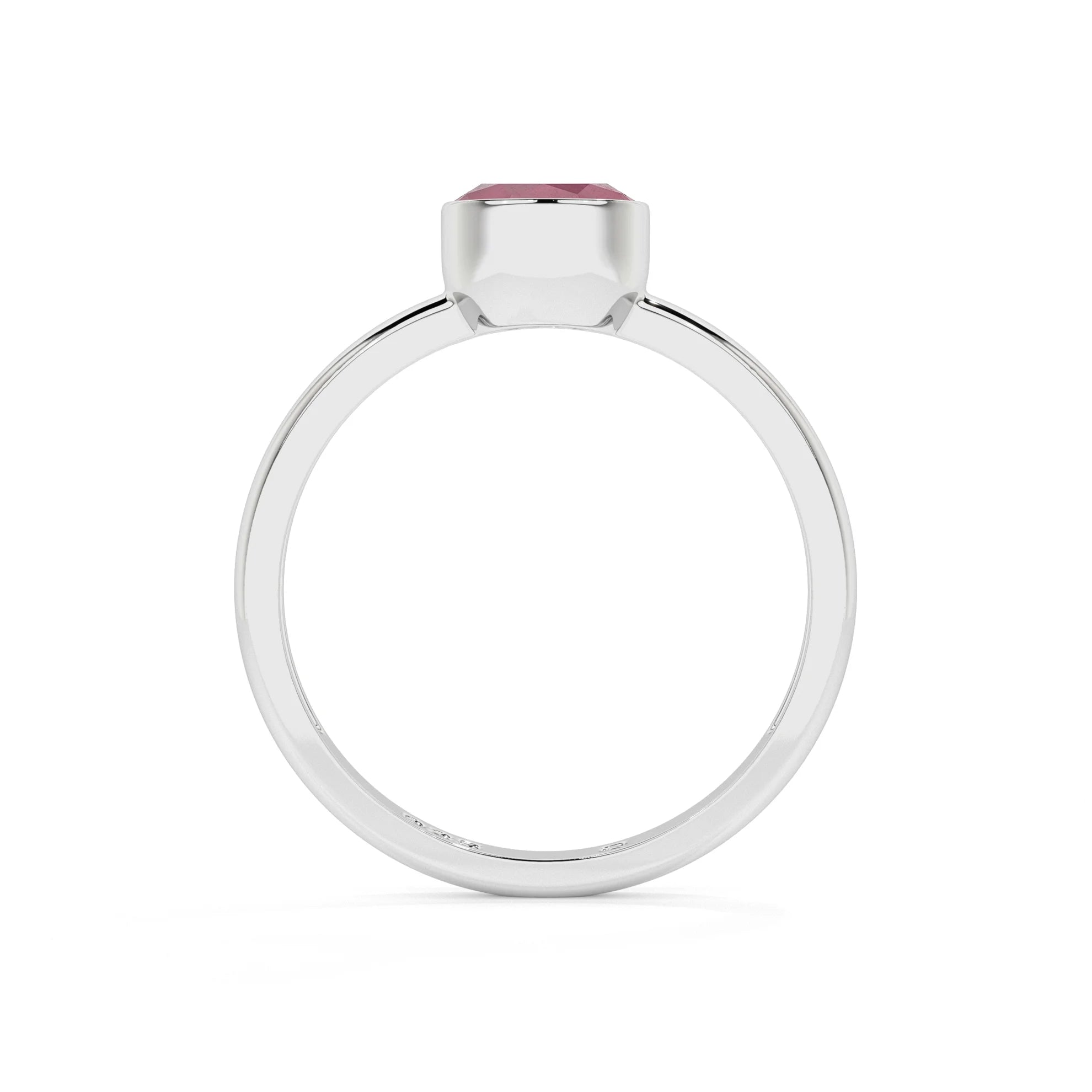 ruby round cut stackable bezel-set ring