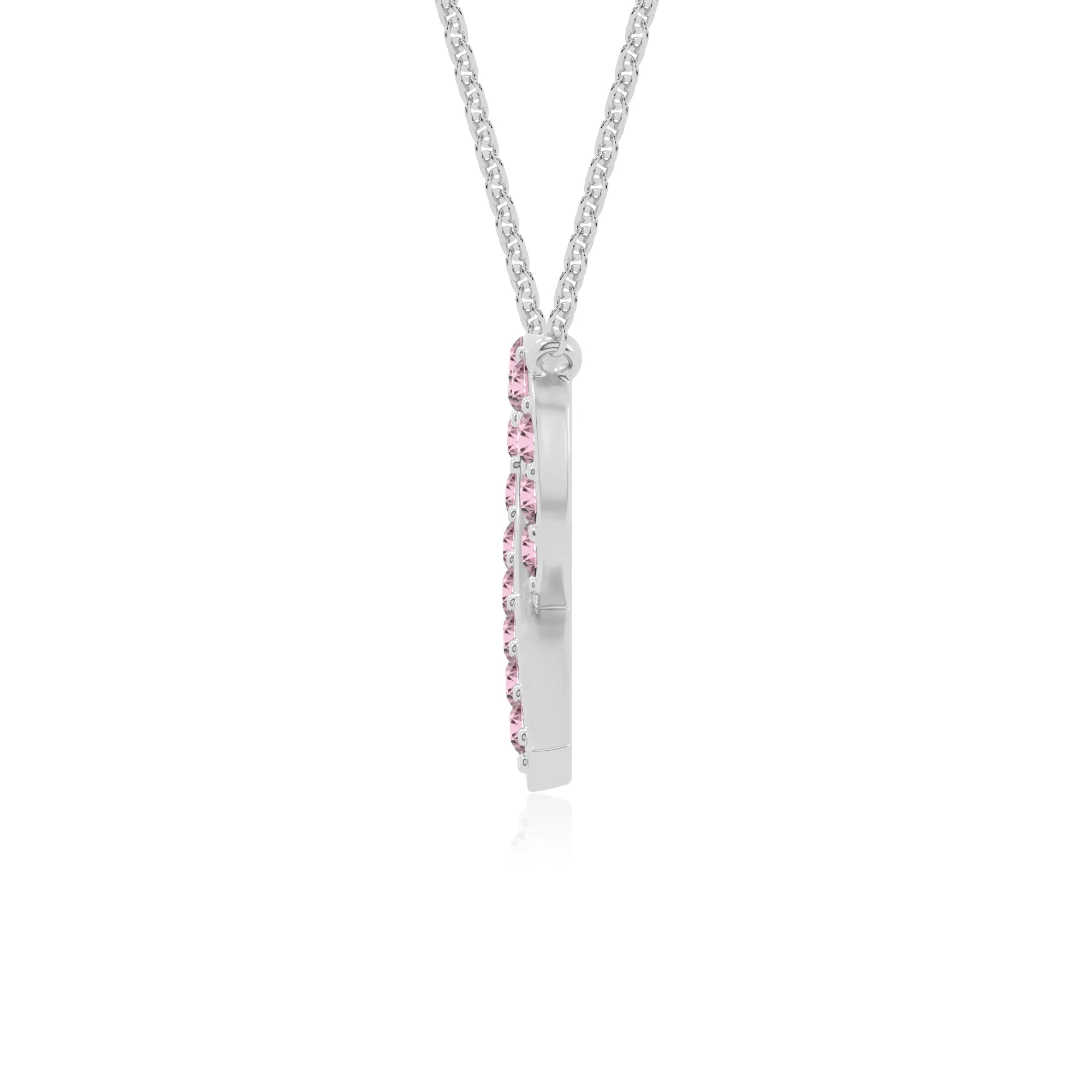 natural pink tourmaline cancer ribbon necklaces in sterling silver 