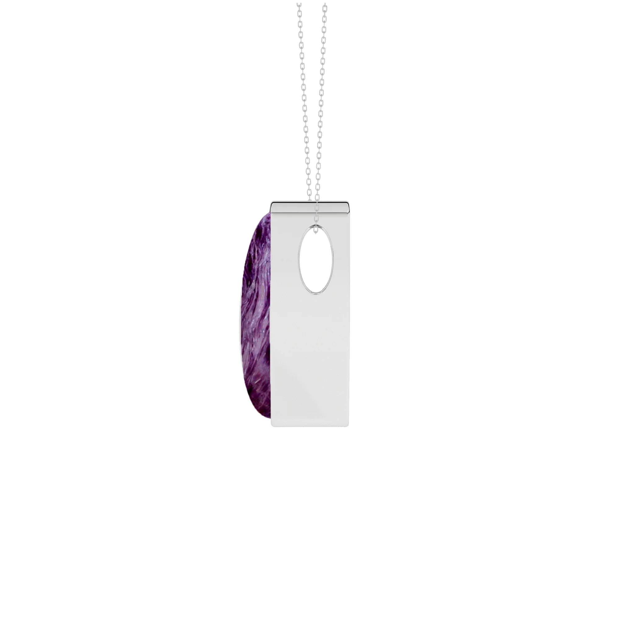 natural charoite bullet shape pendant necklace