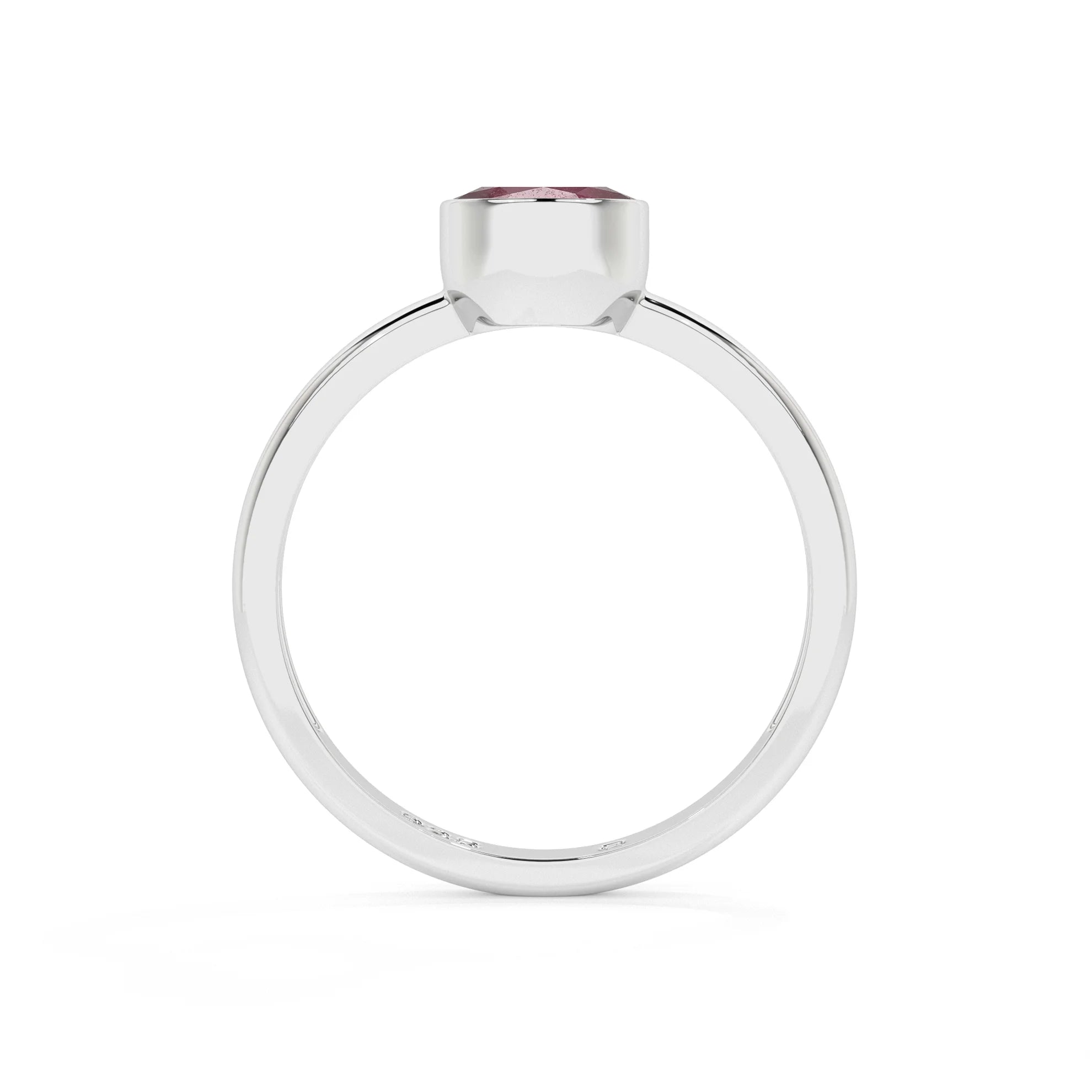 ruby oval cut stackable bezel-set ring