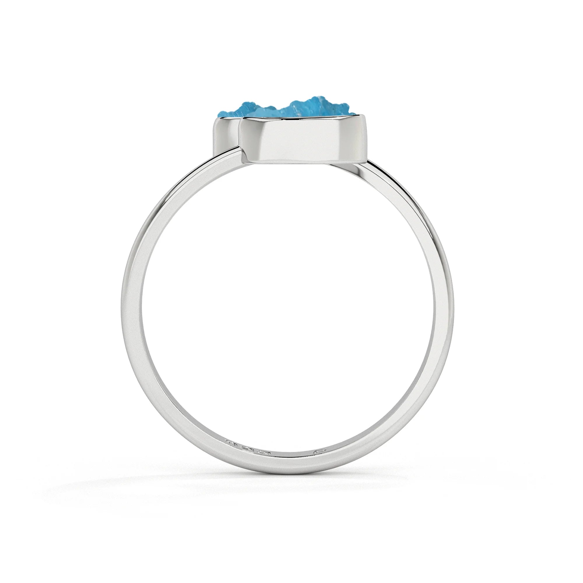 neon-apatite rough shape stackable bezel-set ring