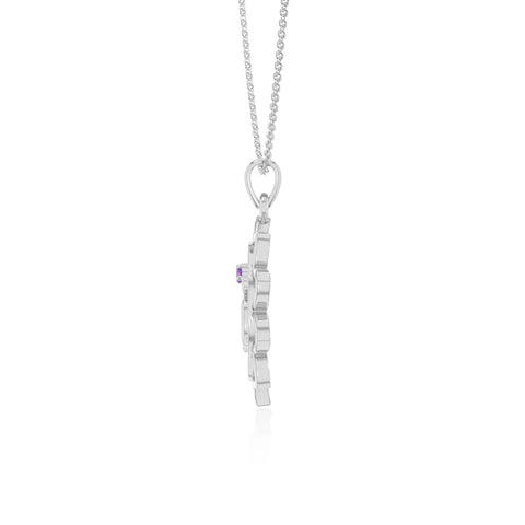 natural amethyst om symbol necklaces in sterling silver 