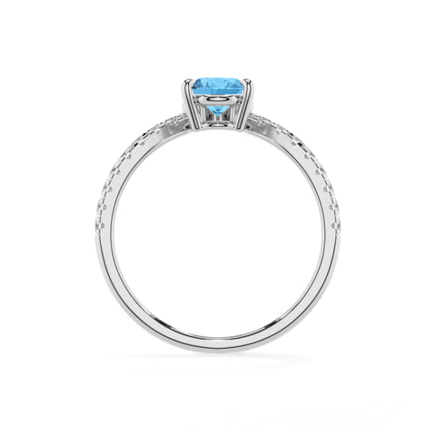 natural swiss blue topaz pear solitaire engagement ring