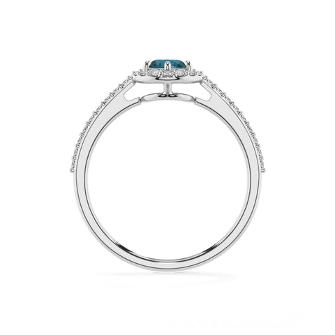 natural london blue topaz pear half eterity halo solitaire engagement ring