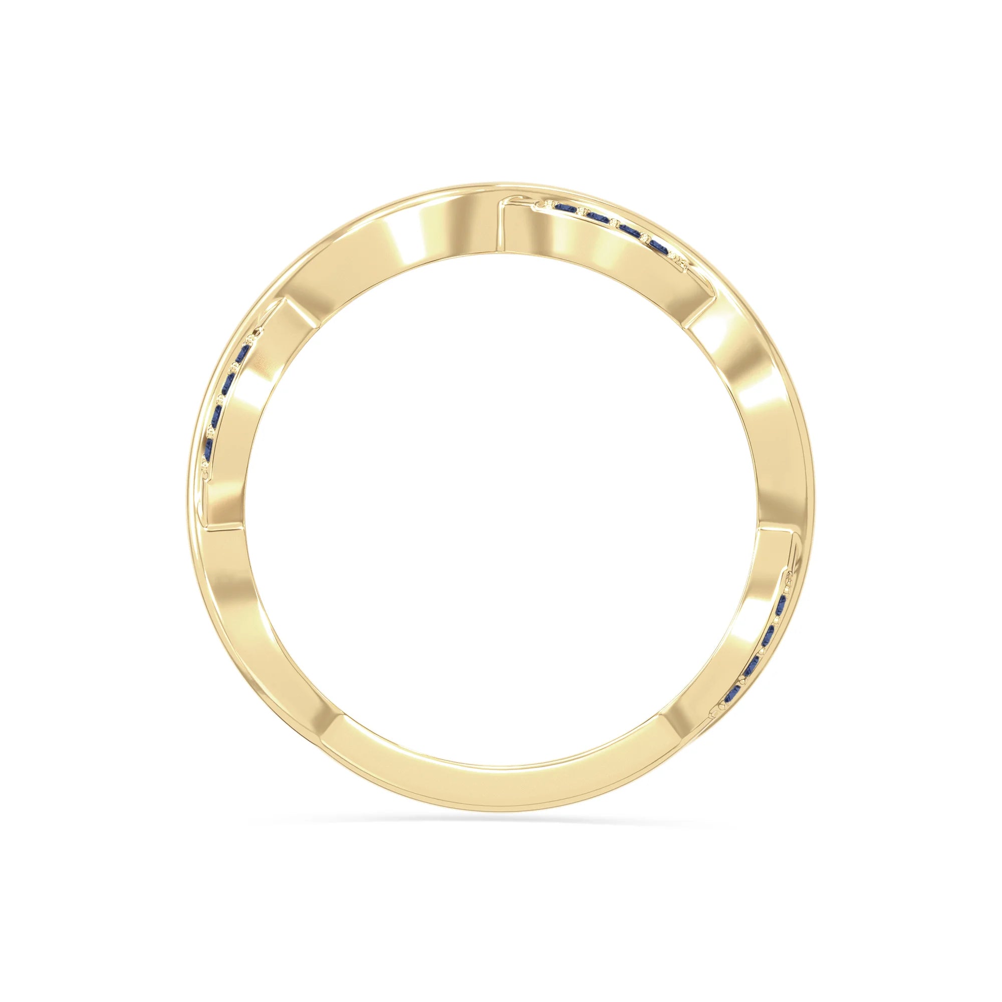 natural blue sapphire twisted wedding band rings in yellow gold vermeil