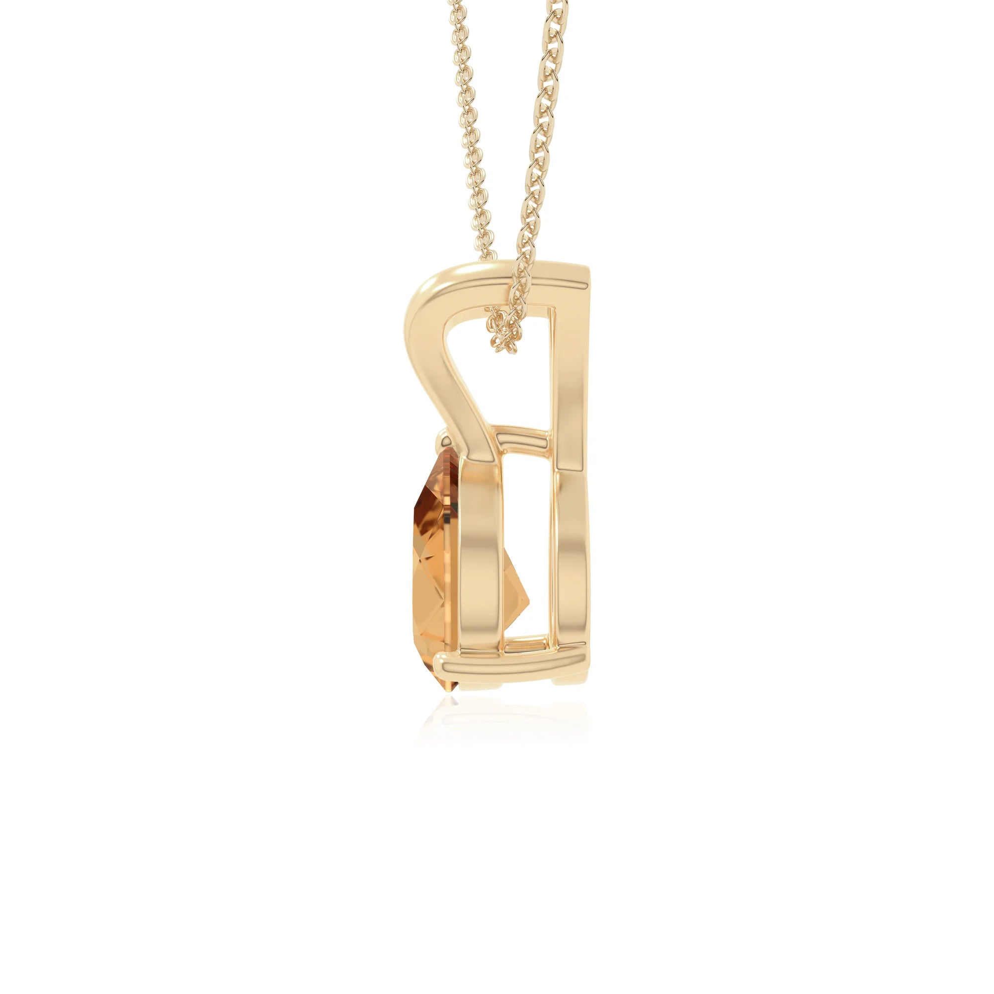 natural citrine v-bale solitaire necklaces in yellow gold vermeil 