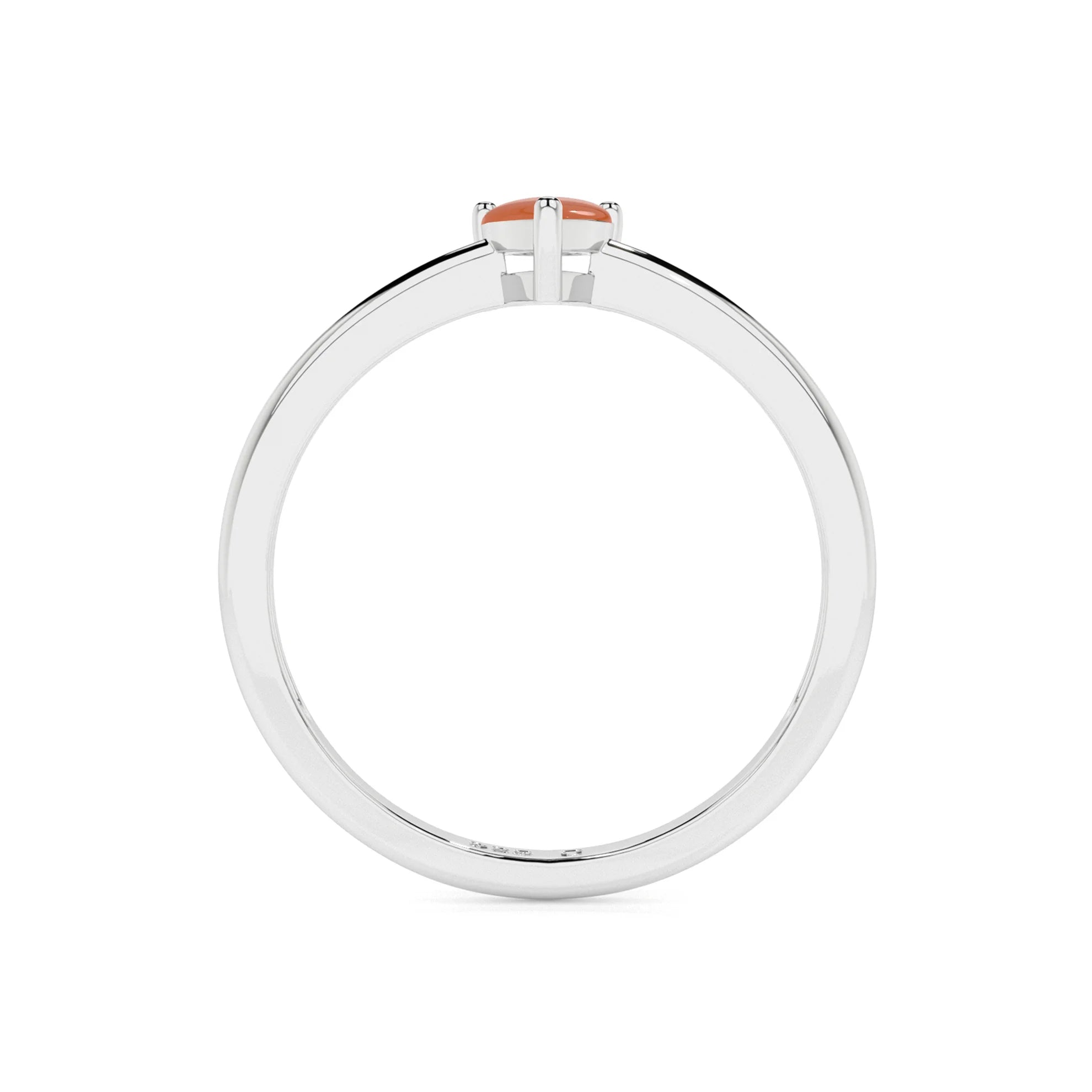 carnelian pear cab stackable prong-set ring