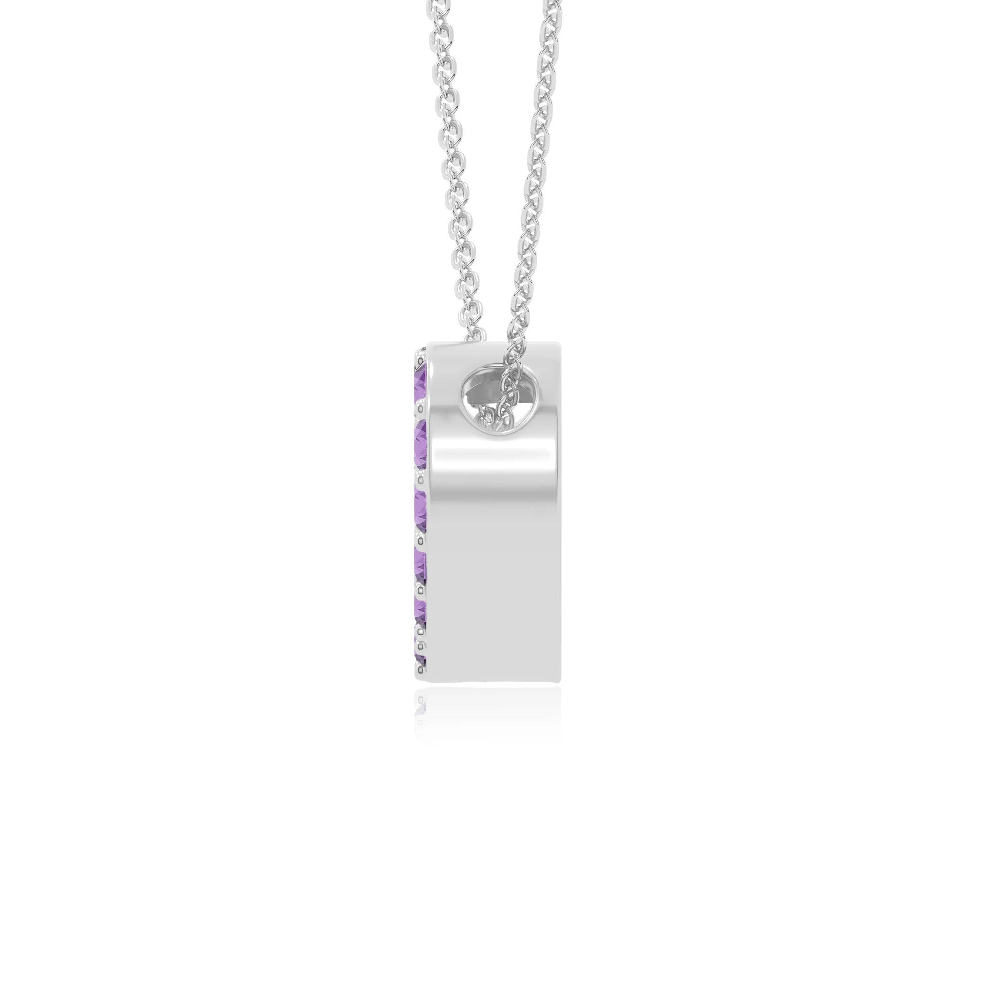 natural amethyst studded heart necklaces in sterling silver 