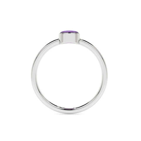 amethyst round cab stackable bezel-set ring