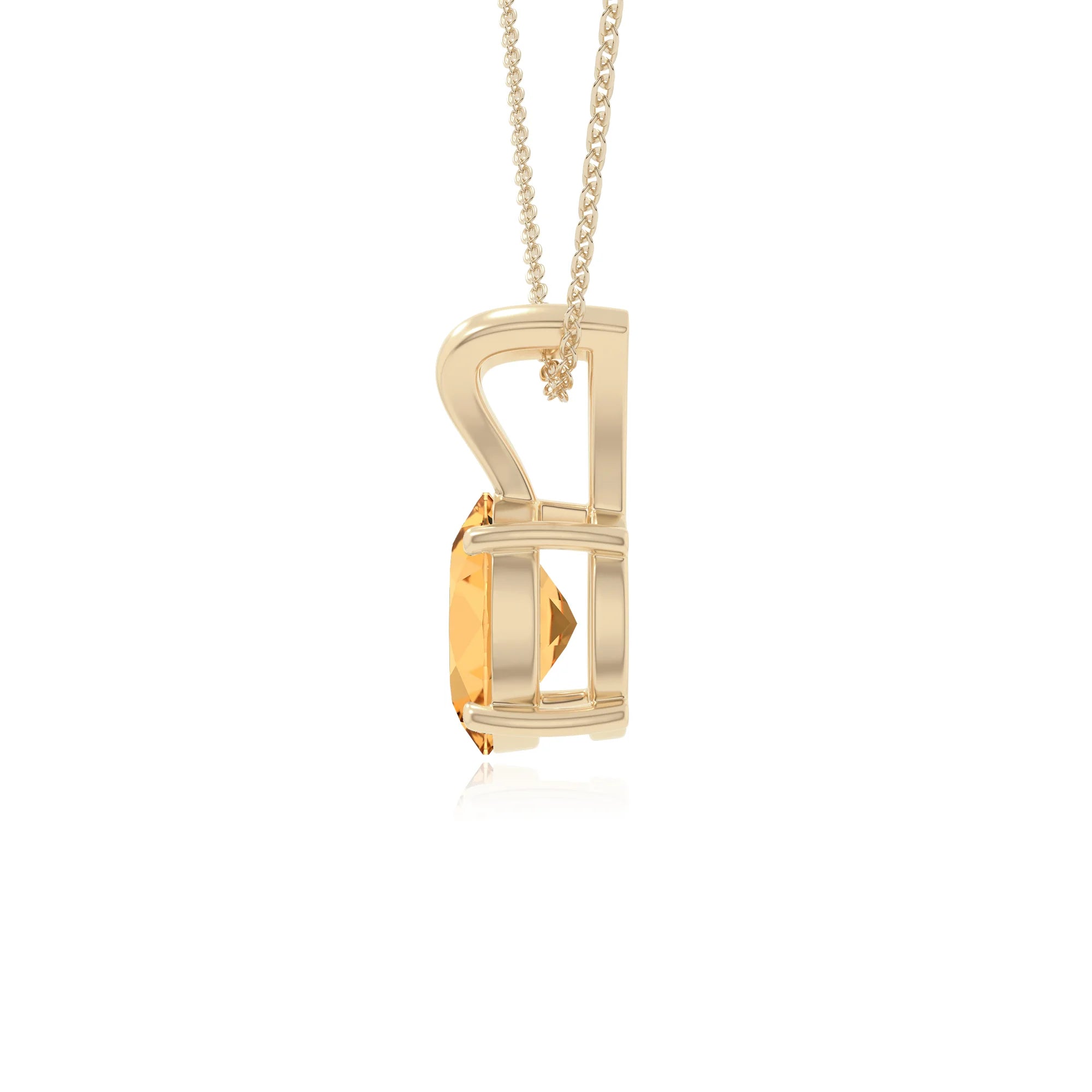 natural citrine v-bale solitaire necklaces in yellow gold vermeil 