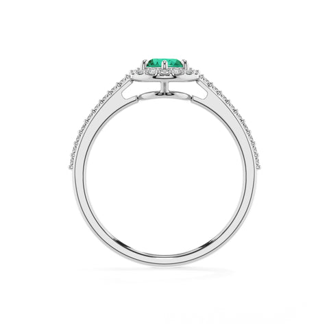 lab-grown emerald pear half eterity halo solitaire engagement ring