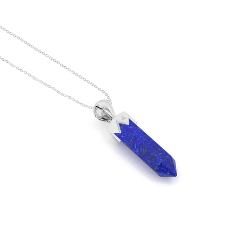 natural lapis-lazuli hexagon shape pendant necklace