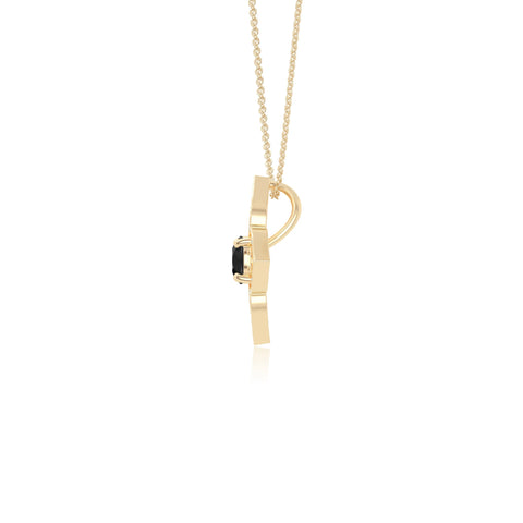 natural black-onyx 4 petal flower necklaces in yellow gold vermeil 