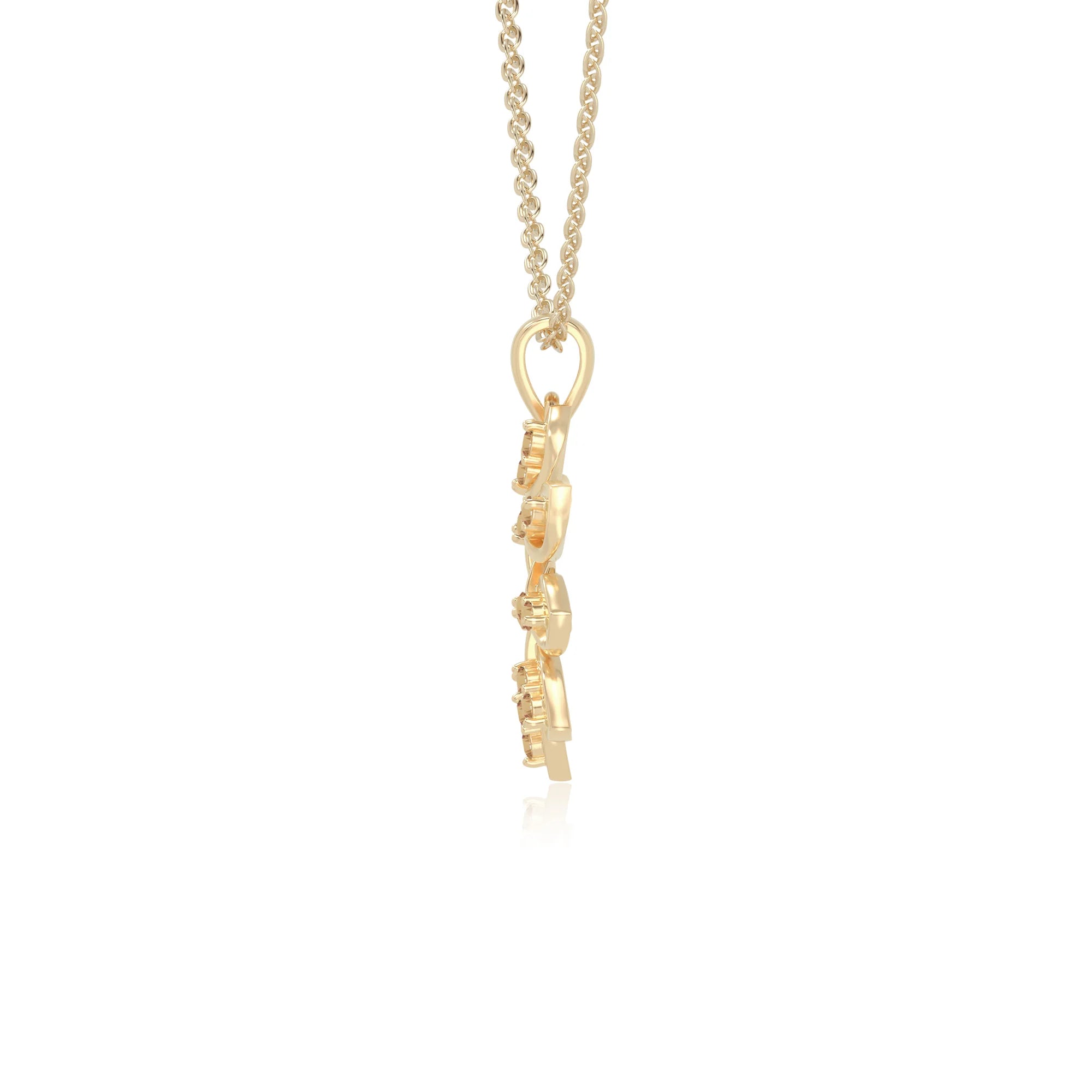 natural citrine flower necklaces in yellow gold vermeil 