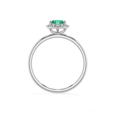 lab-grown emerald pear halo solitaire engagement ring