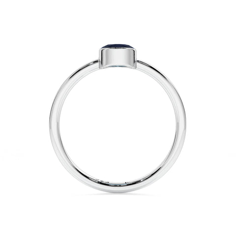 blue sapphire oval cut stackable bezel-set ring