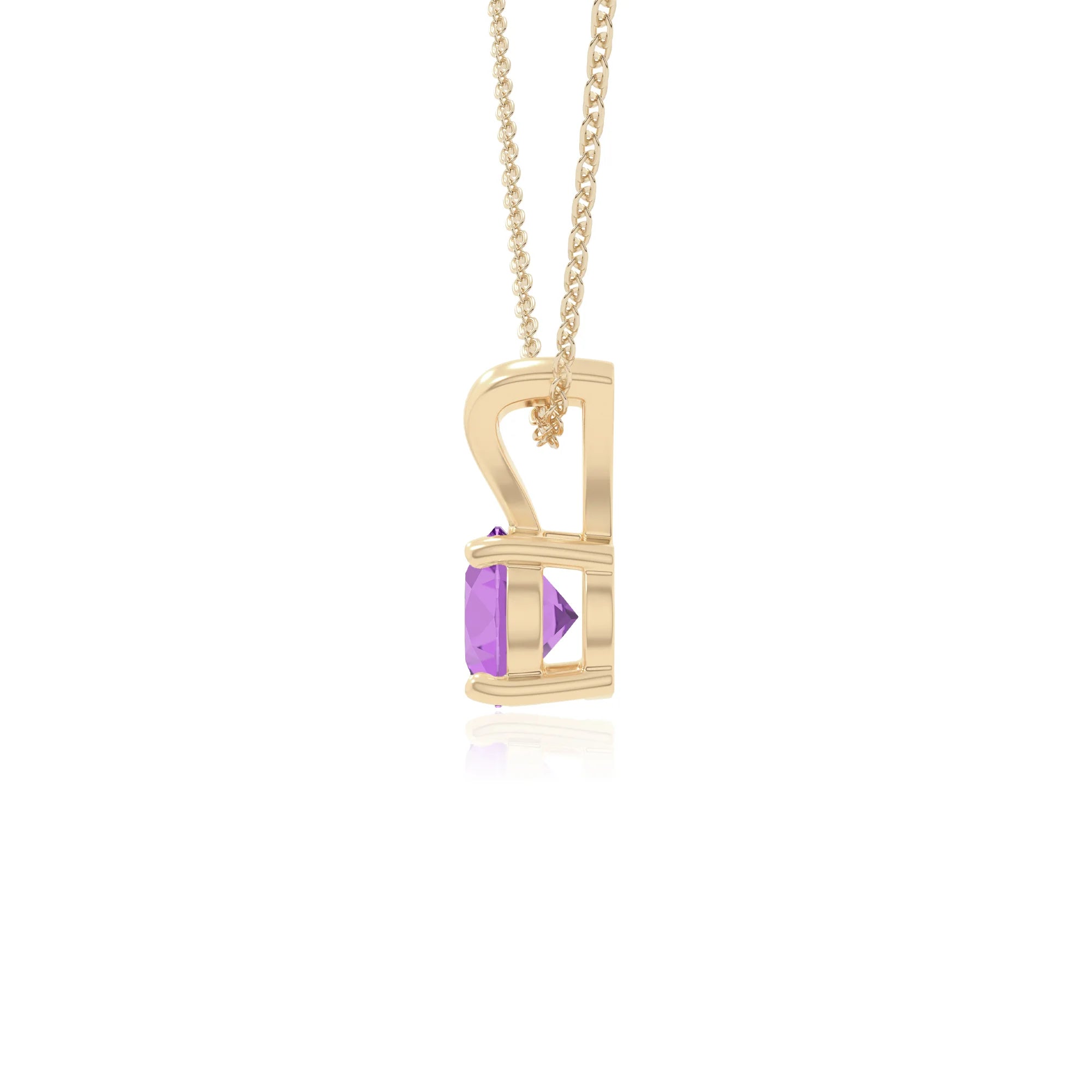 natural amethyst v-bale solitaire necklaces in yellow gold vermeil 