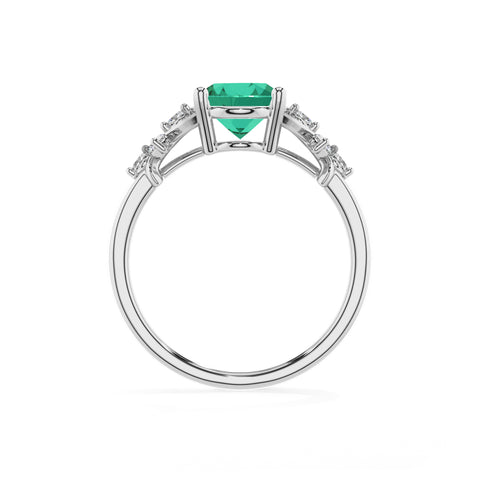 lab-grown emerald oval criss cross solitaire engagement ring