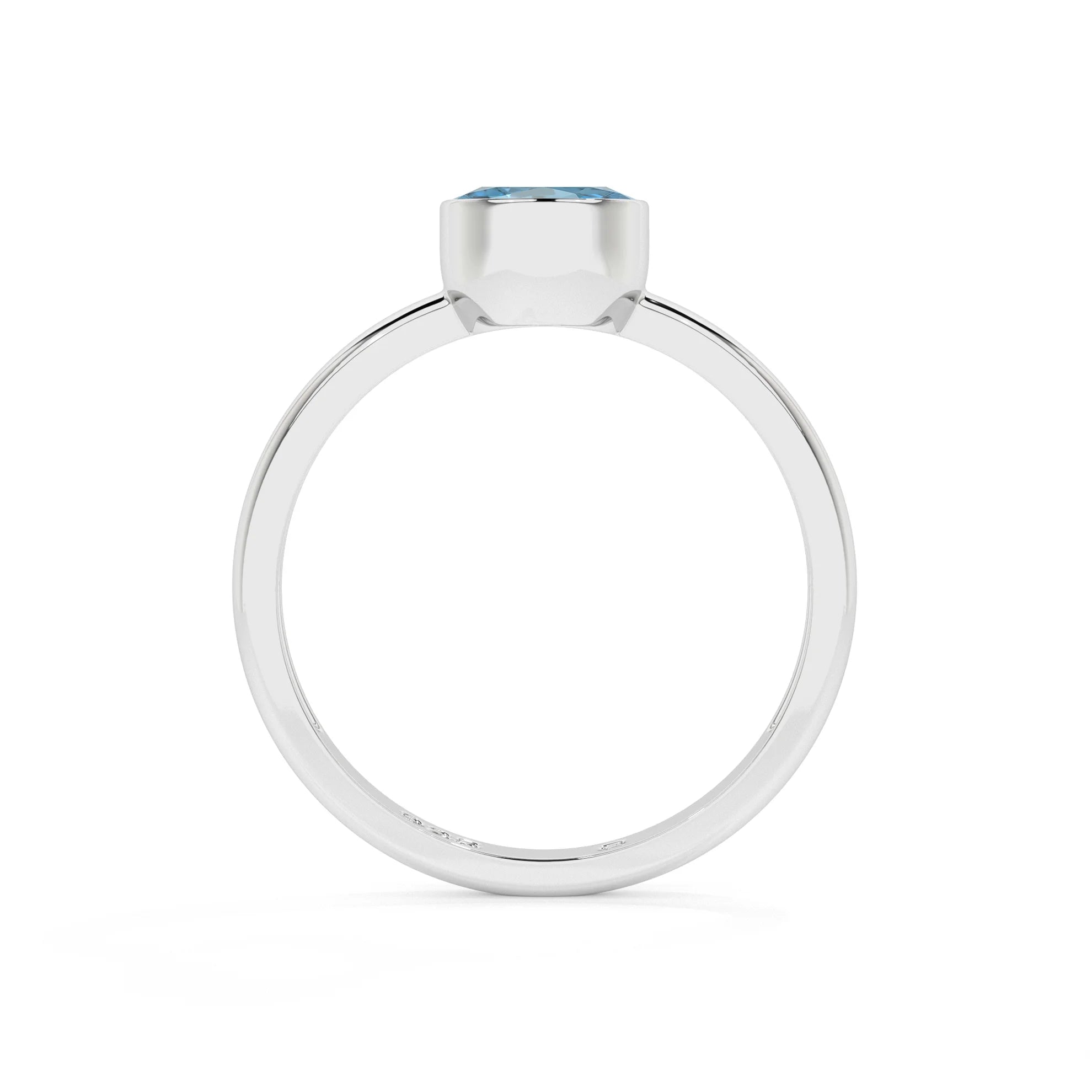 swiss blue topaz oval cut stackable bezel-set ring