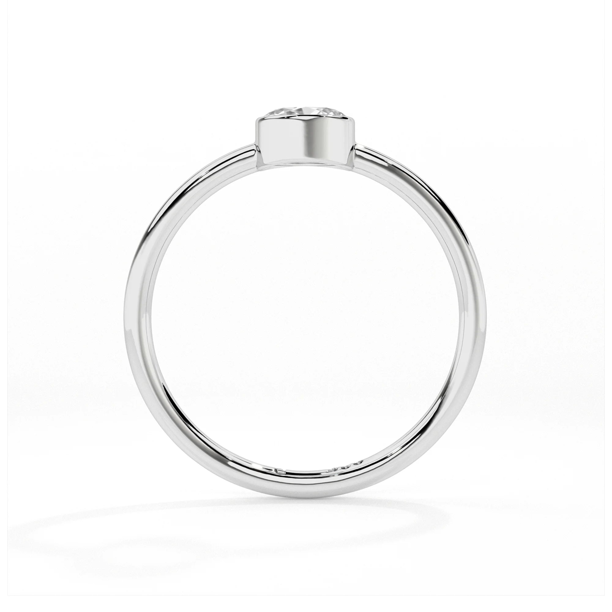 white topaz round cut stackable bezel-set ring