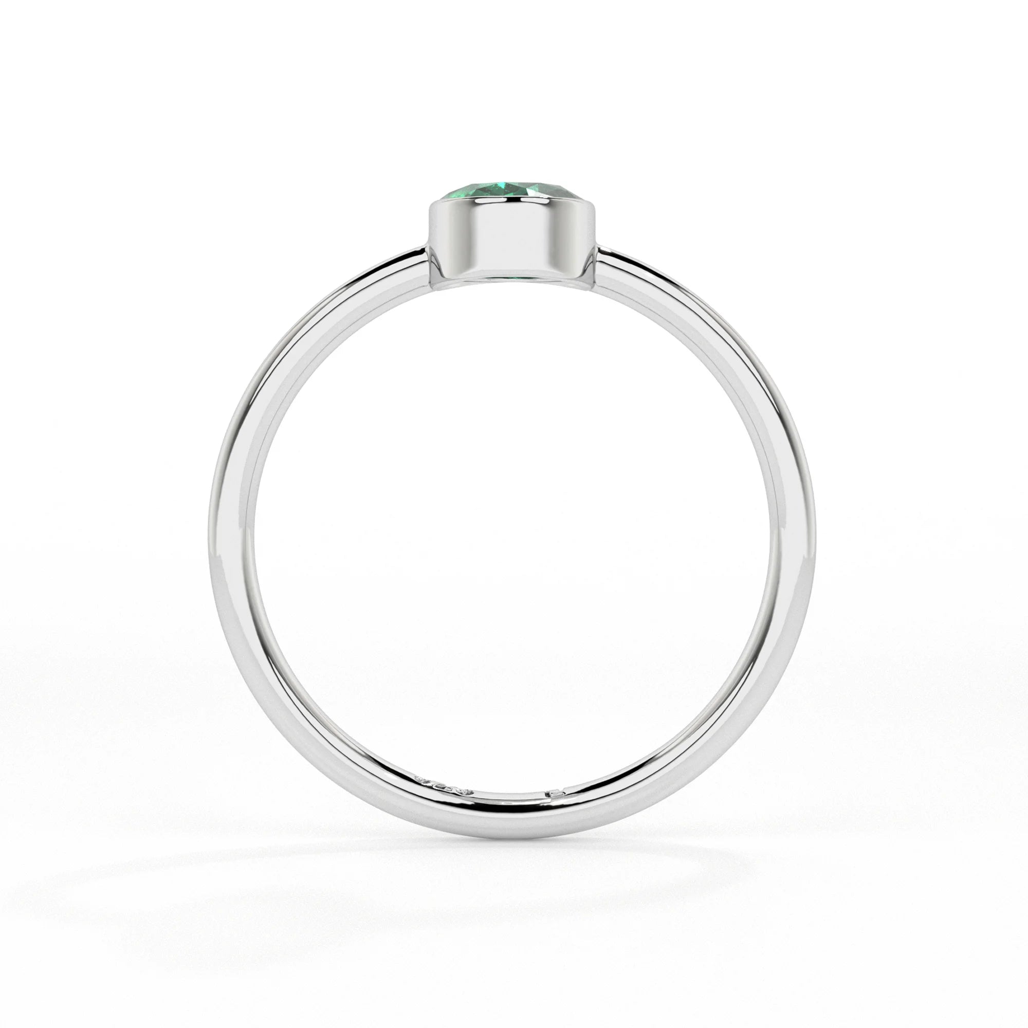 emerald oval cut stackable bezel-set ring
