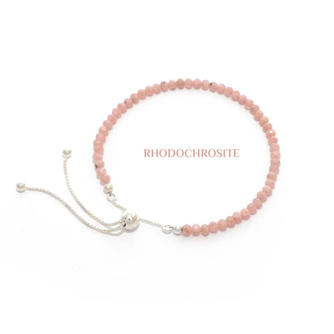 natural rhodochrosite round shape bolo bracelet