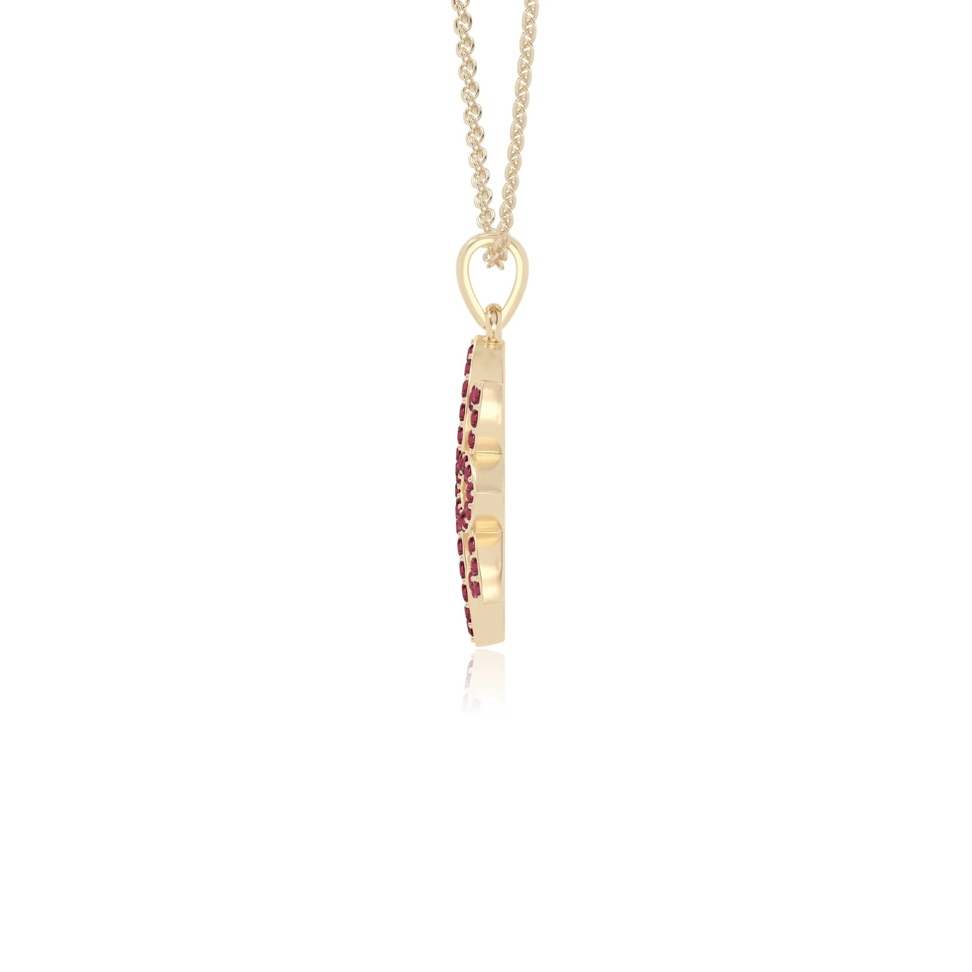 natural ruby flower necklaces in yellow gold vermeil 