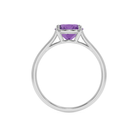 lab grown amethyst round solitaire engagement ring